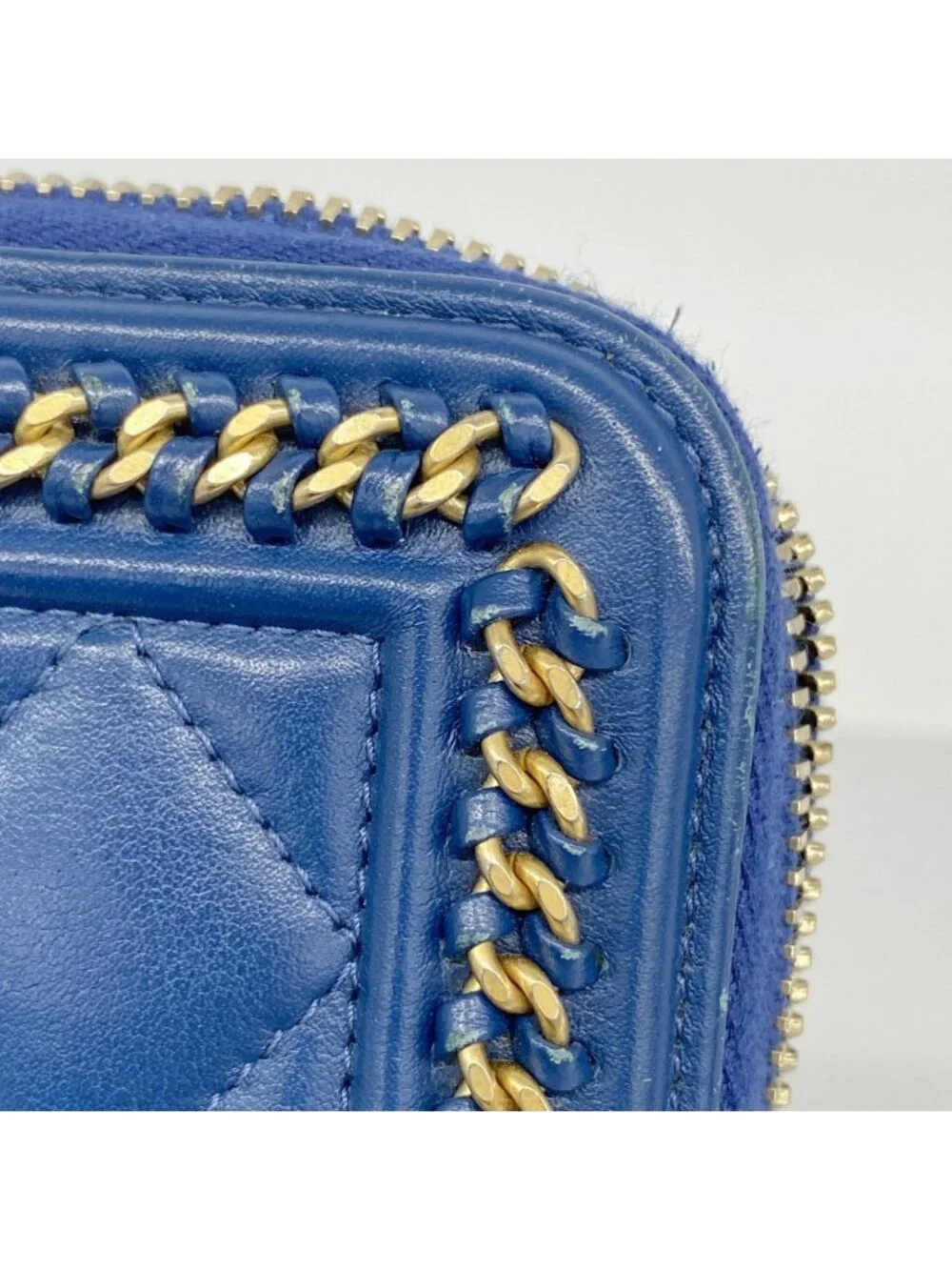 Chanel Wallet Boy Lambskin Navy Champagne Gold